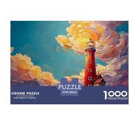 Red Lighthouse Stands Tall on The Coast 1000 Pcs Carton Extra-épais Coffret De Puzzles Red Lighthouse Stimulant Et Éducatif Jeu Créatif Puzzles As Birthday Gifts 38x26cm/1000pcs