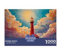 Red Lighthouse Stands Tall on The Coast 1000 Pcs Carton Extra-épais Coffret De Puzzles Red Lighthouse Stimulant Et Éducatif Jeu Créatif Puzzles As Birthday Gifts 38x26cm/1000pcs