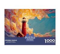 Red Lighthouse Stands Tall on The Coast 1000 Pièces Carton Premium Lot de Puzzles Red Lighthouse Anti-Stress Défi Unique Puzzles As Birthday Gifts 38x26cm/1000pcs