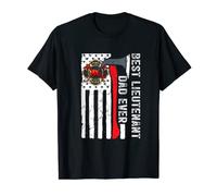 Red Line Drapeau américain Dad Pompier Lieutenant Pompier T-Shirt