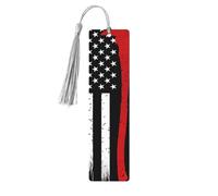Red Line Marque-page en bois avec drapeau des États-Unis pour amateurs de livres et pompons Accessoires de lecture Club Party