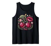 Red Lips and Cherries Cherry Lover Fruit Retro Débardeur