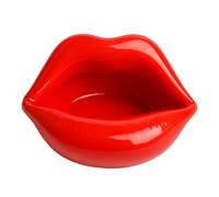 Red Lips Bol en céramique - Style Pop Art - Plat décoratif - Cendrier - Mini pot de fleurs - Rouge brillant - Plateau à bijoux en forme de lèvres pour la maison, le bureau, le salon