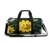 Red Lips Kiss Petit sac de sport de voyage avec compartiment pour homme et femme, Fleur Smiley Jaune, 17.7in/9in/9in