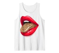 Red Lips Léopard Langue Vintage Imprimé Animal Graphique Débardeur