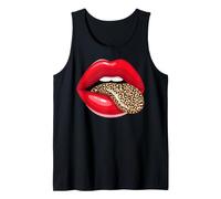 Red Lips Léopard Langue Vintage Imprimé Animal Graphique Débardeur