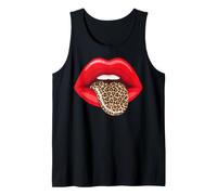 Red Lips Léopard Langue Vintage Imprimé Animal Graphique Débardeur