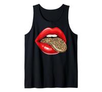 Red Lips Léopard Langue Vintage Imprimé Animal Graphique Débardeur