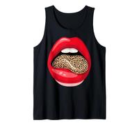 Red Lips Léopard Langue Vintage Imprimé Animal Graphique Débardeur