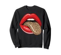 Red Lips Léopard Langue Vintage Imprimé Animal Graphique Sweatshirt