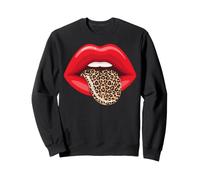 Red Lips Léopard Langue Vintage Imprimé Animal Graphique Sweatshirt
