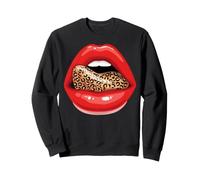 Red Lips Léopard Langue Vintage Imprimé Animal Style Sweatshirt