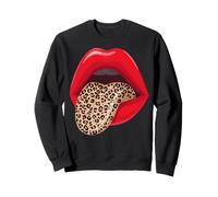 Red Lips Léopard Languette Rétro Imprimé Animal Sauvage Graphique Sweatshirt