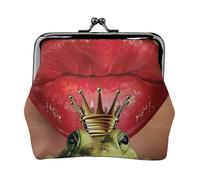 Red Lips Portefeuille en cuir avec inscription « Getting Ready to Kiss A Frog » pour femme Cadre en fer