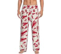 Red Lobster Pantalon de pyjama long en polyester pour homme avec poches, blanc, XL