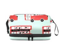Red London Trousse de toilette double couche pour femme et fille Motif bus de Londres, multicolore, 27x15x14 cm/10.6x5.9x5.5 in, Trousse de toilette