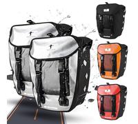 Red Loon Sacoche de vélo Pro Double - Argenté/noir - 18 l - Sacoche de vélo arrière - Double sacoche avec poignée de transport