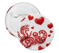 Red Love Little Dragon Badge rond en métal, broche légère pour sac à dos, épingles à boutons tendance pour chemises, vestes, châle, manteau, unisexe, 5PCS, Fer blanc, épingles rondes en métal