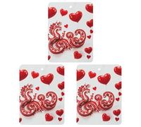 Red Love Little Dragon Lot de 3 désodorisants carrés à suspendre pour voiture, maison, bureau Noir