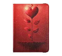 Red Love You Plant Étui de passeport en cuir pour homme Motif plante