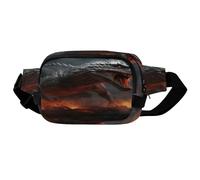 Red Magma Flying Dragons Sac banane carré double couche avec sangle réglable. Sac banane à fermeture éclair - Multi-poches - Sac de poitrine - Sac banane de sport pour la randonnée, le jogging, la