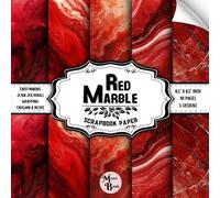 Red Marble Scrapbook Paper: Double Sided Sheets | Stone Texture for Scrapbooking, Origami, Collage, Junk Journals, and Various DIY Craft Projects | 8.5" x 8.5" (21.59 x 21.59 cm)