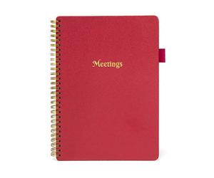 (Red) Meeting Notes Notebook Meeting Book for Note Taking With Action Items for Work