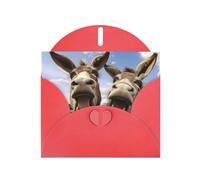 Red MJHKXLJ Carte de vœux avec imprimé ânes drôles nacrés - Enveloppe incluse - Parfait pour Noël, les anniversaires, la Saint-Valentin, les mariages et plus encore