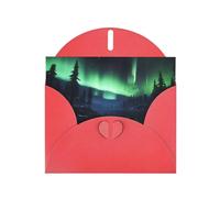 Red MJHKXLJ Carte de vœux avec imprimé aurore boréale nacrée - Enveloppe incluse - Parfait pour Noël, anniversaires, Saint-Valentin, mariages, etc