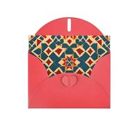 Red MJHKXLJ Carte de vœux avec imprimé géométrique marocain nacré - Enveloppe incluse - Parfait pour Noël, anniversaires, Saint-Valentin, mariages, etc
