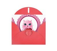 Red MJHKXLJ Carte de vœux avec imprimé « Little monster in the wreath » nacré - Enveloppe incluse - Parfait pour Noël, anniversaires, Saint-Valentin, mariages, etc