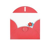 Red MJHKXLJ Carte de vœux avec imprimé « Little red flower in the waves » - Enveloppe incluse - Parfait pour Noël, anniversaires, Saint-Valentin, mariages, etc
