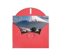 Red MJHKXLJ Carte de vœux avec imprimé Mt Fuji au début du printemps - Enveloppe incluse - Parfait pour Noël, anniversaires, Saint-Valentin, mariages et plus encore