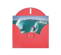 Red MJHKXLJ Carte de vœux avec imprimé Surfer People - Enveloppe incluse - Parfait pour Noël, anniversaires, Saint-Valentin, mariages, etc