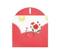 Red MJHKXLJ Carte de vœux avec inscription « Little red flowers under the sun » - Enveloppe incluse - Parfait pour Noël, anniversaires, Saint-Valentin, mariages, etc