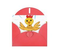 Red MJHKXLJ Carte de vœux nacrée avec coq dans le carré - Enveloppe incluse - Parfait pour Noël, les anniversaires, la Saint-Valentin, les mariages, et plus encore