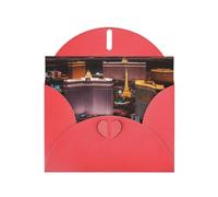 Red MJHKXLJ Carte de vœux nacrée avec impression de ville de Las Vegas - Enveloppe incluse - Parfait pour Noël, anniversaires, Saint-Valentin, mariages et plus encore
