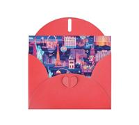 Red MJHKXLJ Carte de vœux nacrée avec impression de ville de Las Vegas - Enveloppe incluse - Parfait pour Noël, anniversaires, Saint-Valentin, mariages et plus encore