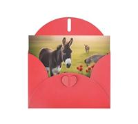 Red MJHKXLJ Carte de vœux nacrée avec imprimé âne et fleur - Enveloppe incluse - Parfait pour Noël, anniversaires, Saint-Valentin, mariages, etc