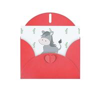 Red MJHKXLJ Carte de vœux nacrée avec imprimé âne souriant - Enveloppe incluse - Parfait pour Noël, anniversaires, Saint-Valentin, mariages, etc
