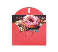 Red MJHKXLJ Carte de vœux nacrée avec imprimé beignets - Enveloppe incluse - Parfait pour Noël, anniversaires, Saint-Valentin, mariages, etc