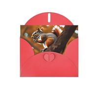 Red MJHKXLJ Carte de vœux nacrée avec imprimé écureuil dans l'arbre - Enveloppe incluse - Parfait pour Noël, anniversaires, Saint-Valentin, mariages, etc