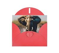 Red MJHKXLJ Carte de vœux nacrée avec imprimé éléphant africain - Enveloppe incluse - Parfait pour Noël, anniversaires, Saint-Valentin, mariages et plus encore