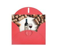 Red MJHKXLJ Carte de vœux nacrée avec imprimé liège de vin - Enveloppe incluse - Parfait pour Noël, les anniversaires, la Saint-Valentin, les mariages et plus encore