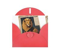 Red MJHKXLJ Carte de vœux nacrée Motif petit lion sur un journal - Enveloppe incluse - Parfait pour Noël, anniversaires, Saint-Valentin, mariages, etc