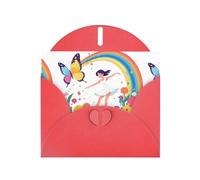 Red MJHKXLJ Carte de vœux nacrée Motif petite fille dansant sous l'arc-en-ciel Enveloppe incluse Idéal pour Noël, anniversaires, Saint-Valentin, mariages et plus encore