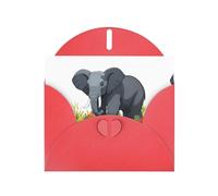 Red MJHKXLJ Elephant entering the ocean Prints Carte de vœux nacrée - Enveloppe incluse - Parfait pour Noël, anniversaires, Saint-Valentin, mariages, etc