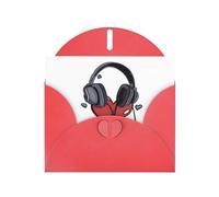 Red MJHKXLJ Headphones that listen to your heart Prints Carte de vœux nacrée - Enveloppe incluse - Parfait pour Noël, anniversaires, Saint-Valentin, mariages, et plus encore