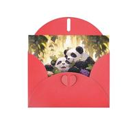 Red MJHKXLJ Panda in the Vines Prints Carte de vœux nacrée - Enveloppe incluse - Parfait pour Noël, anniversaires, Saint-Valentin, mariages, etc
