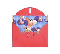 Red MJHKXLJ Rabbit holding the ball Prints Carte de vœux nacrée - Enveloppe incluse - Parfait pour Noël, anniversaires, Saint-Valentin, mariages, etc